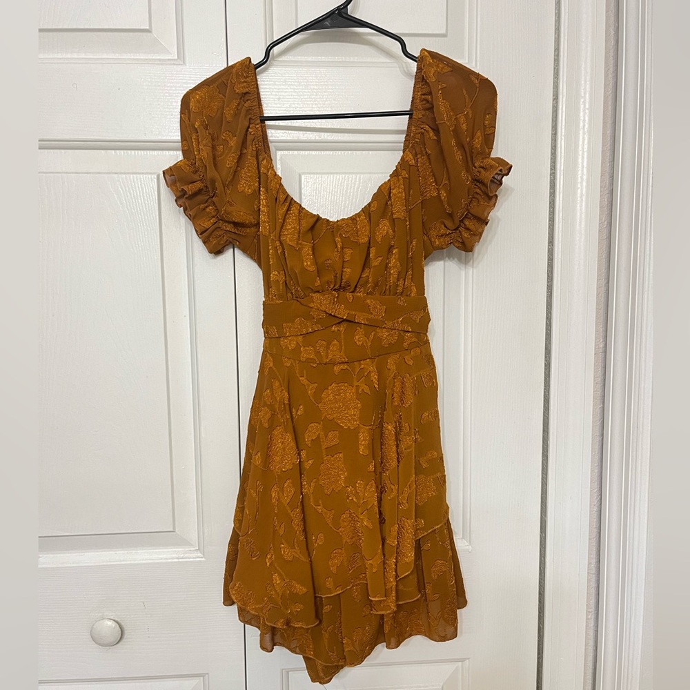 Orange Floral Double-Layered Romper- Size: M
